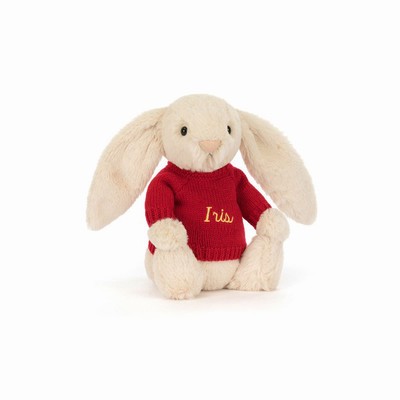 Jellycat Bashful Luxe Bunny Willow with Red Jumper New Zealand | RJCZU9831